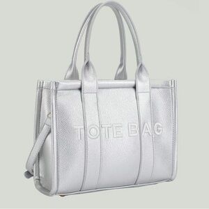Silver  Tote Bag for Women with Adjustable Detachable Strap Purse